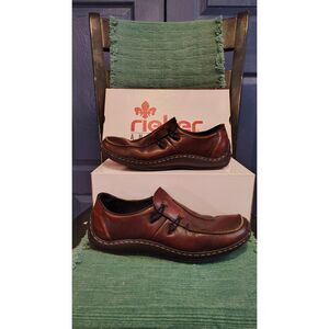 Rieker Celia Women's Brown Leather Slip-On Shoes 8.5